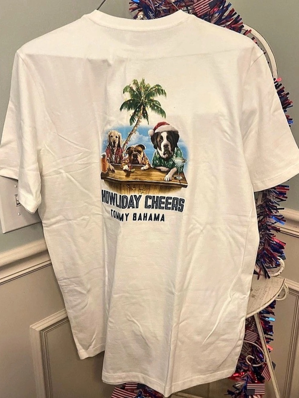 Tommy Bahama Howliday Cheers T-Shirt Graphic Tee White XS/XT